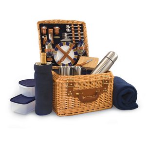 'Canterbury' Picnic Basket, (Navy with Plaid) 