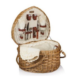 'Heart' Picnic Basket, (Antique White) 
