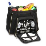 Toluca Picnic Cooler Tote, (Black with Tan Trim)