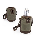 Insulated Growler Khaki Green & Brown Tote with 64-oz. Stainless 