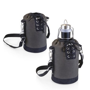 Insulated Grey & Black Growler Tote with 64-oz. Matte Black Stain 