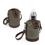 Insulated Growler Khaki Green & Brown Tote with 64-oz. Matte Blac