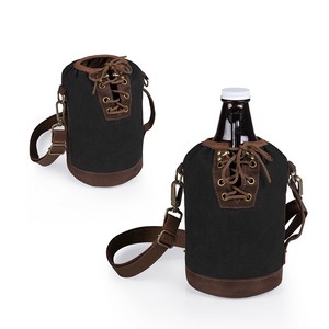 Insulated Black & Brown Growler Tote with 64-oz. Amber Glass Grow 
