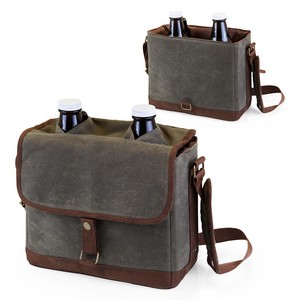 Insulated Double Growler Tote with 64-oz. Glass Growlers, (Waxed  