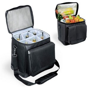 'Cellar' 6-Bottle Wine Carrier & Cooler Tote, (Black with Silver  