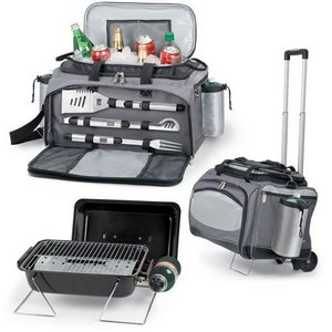 'Vulcan' Portable Propane BBQ & Cooler Tote with Trolley, (Black  