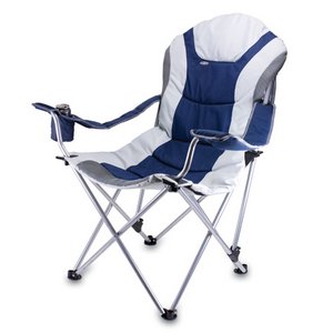 Reclining Camp Chair, (Navy & Grey) 
