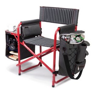 'Fusion' Backpack Chair with Cooler, (Dark Grey with Blue) 