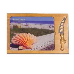 'Icon' Glass Top Serving Tray & Knife Set, (Hilton Head Design) 