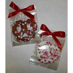 Large Chocolate Dipped Pretzel Knot with Valentine Hearts
