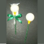 White Chocolate Golf Ball on Green Golf Tee Pop In Cello with Bow