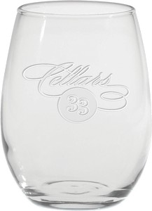 9 oz. Deep Etched Stemless White Wine Glass 