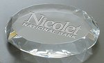 Deep Etched Faceted Oval Paperweight