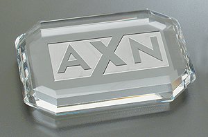 Deep Etched Faceted Rectangle Paperweight 