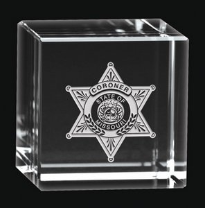 Deep Etched Small Cube Award Paperweight 