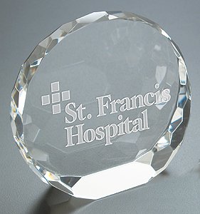 Deep Etched Tilting Circle Award Paperweight 